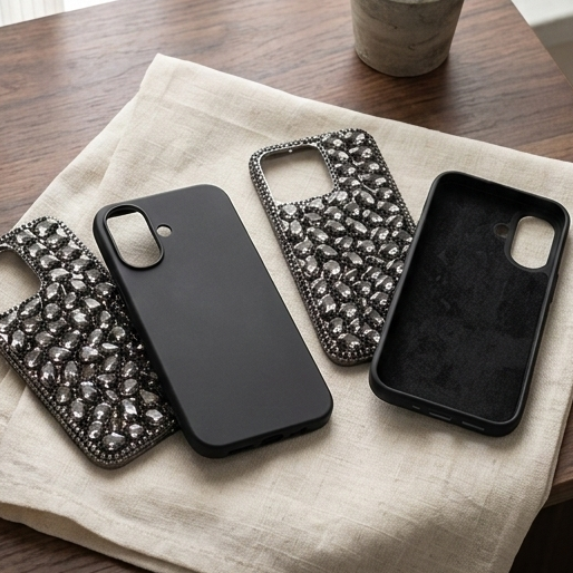 Matte Black: Premium Silicone Case with Interior Protection for All Phones