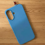 digitaley.co blue silicone iPhone case with a miniature tea glass motif