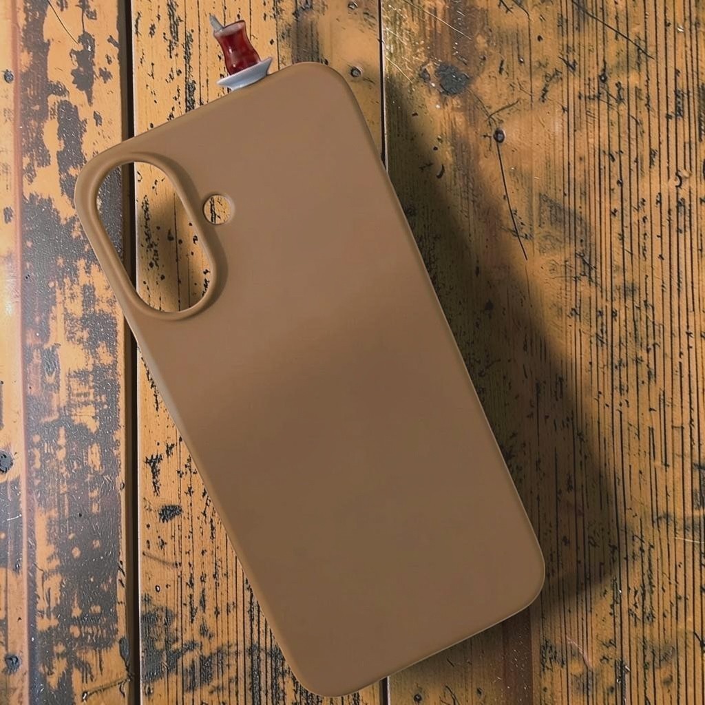 digitaley.co brown premium silicone phone case with a 3D tea glass motif, compatible with all iPhone models.