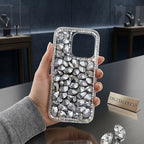 DIGITALEY.CO iPhone 15 Pro case with iridescent crystals and protective TPU frame.
