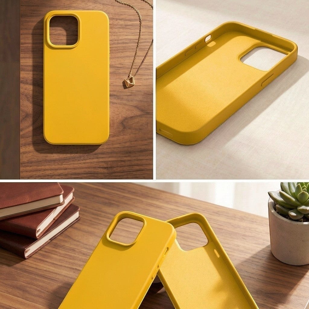 digitaley.co Mustard Gold iPhone case, premium matte silicone, soft-touch finish, slim profile, protective cover.