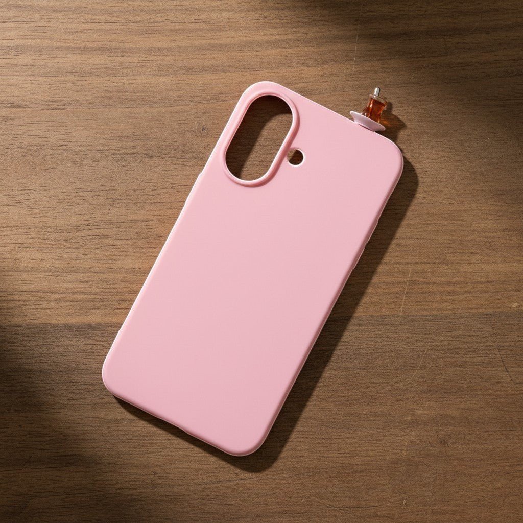 digitaley.co pink premium silicone phone case with slim-waist tea glass motif