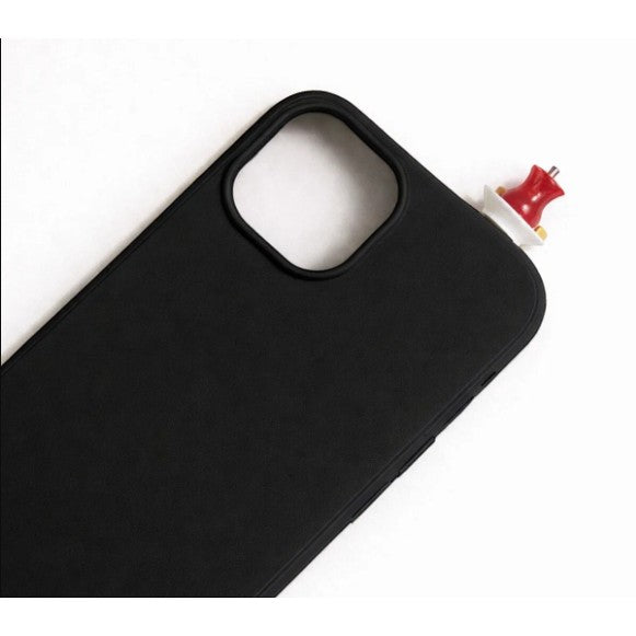 digitaley.co black iPhone case with 3D miniature Turkish tea glass and saucer accessory