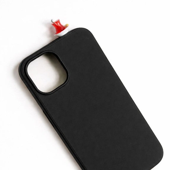 digitaley.co black iPhone case with a 3D miniature Turkish tea glass and saucer accessory.