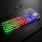 digitaley.co gaming keyboard and mouse set with customizable RGB rainbow backlighting and honeycomb mouse design.