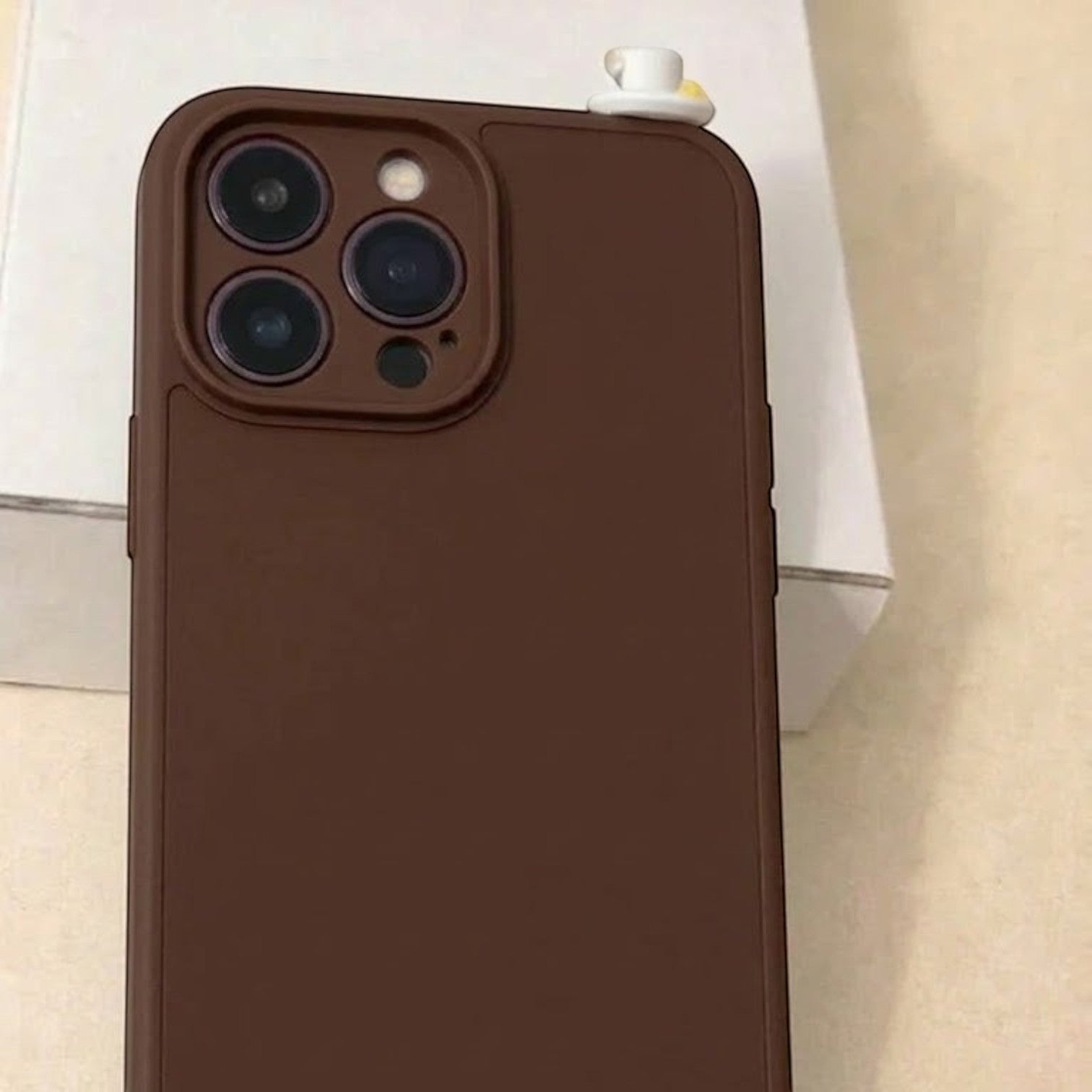 digitaley.co brown phone case with 3D miniature Turkish coffee cup and delight accessory