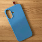 digitaley.co blue silicone iPhone case with a miniature tea glass motif