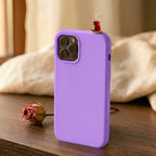 digitaley.co purple silicone iPhone case with a 3D tea glass motif and steam detail.