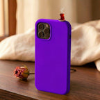 digitaley.co purple silicone iPhone case with a 3D tea glass motif on top. Features slim-waist design and shock absorption.