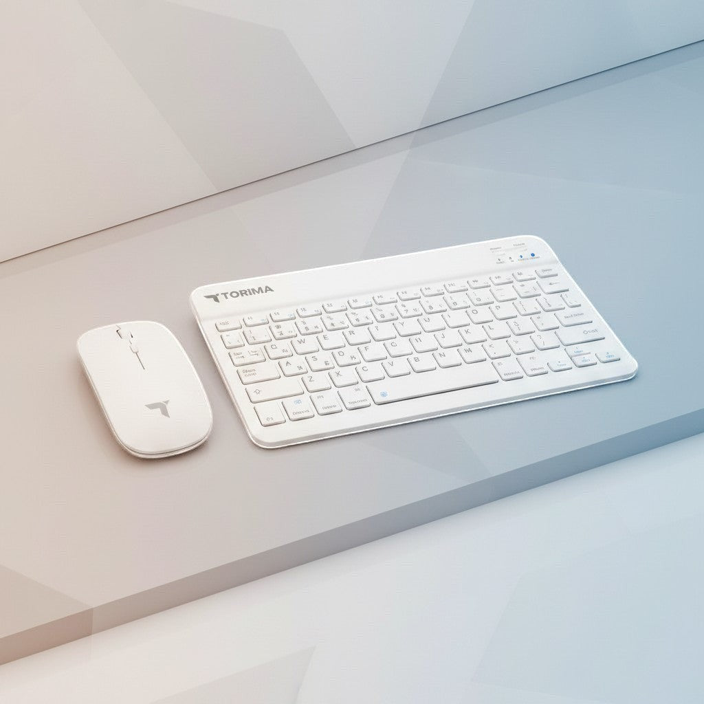 digitaley.co white wireless keyboard and mouse set with slim profile and quiet keys, ideal for modern workspaces.