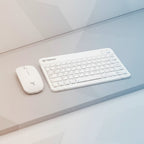 digitaley.co white wireless keyboard and mouse set with slim profile and quiet keys, ideal for modern workspaces.