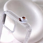 digitaley.co clear phone case with 3D miniature Turkish coffee cup and chocolate charm