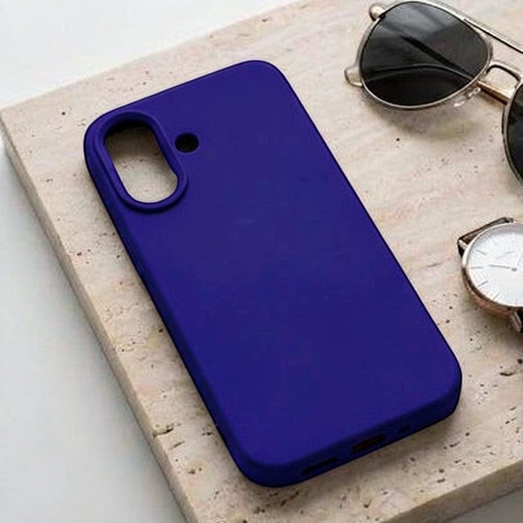 digitaley.co deep blue minimalist silicone phone case with velvet lining and raised camera protection.