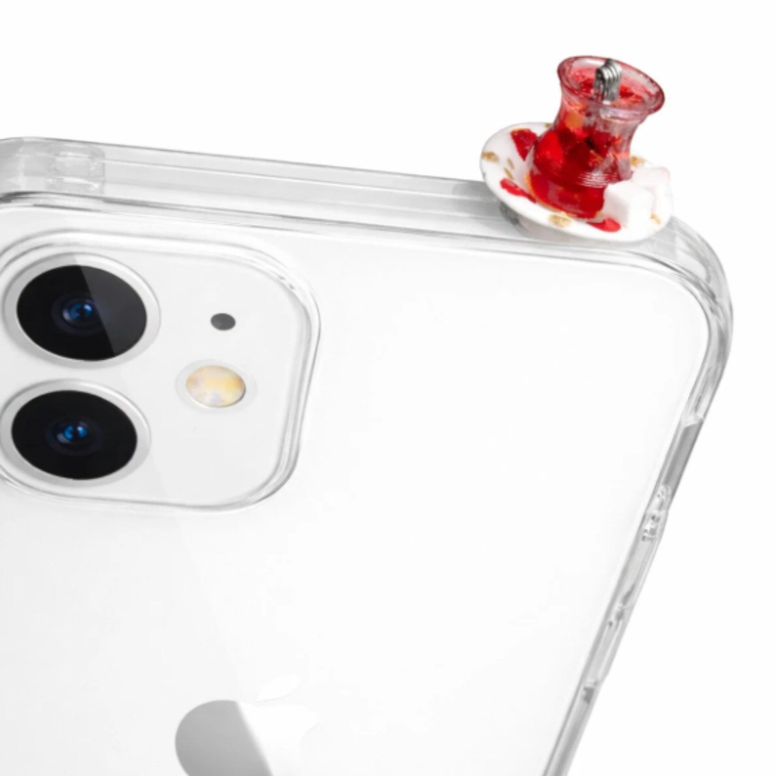 digitaley.co handmade miniature Turkish tea set phone case accessory with red tea and sugar cubes.
