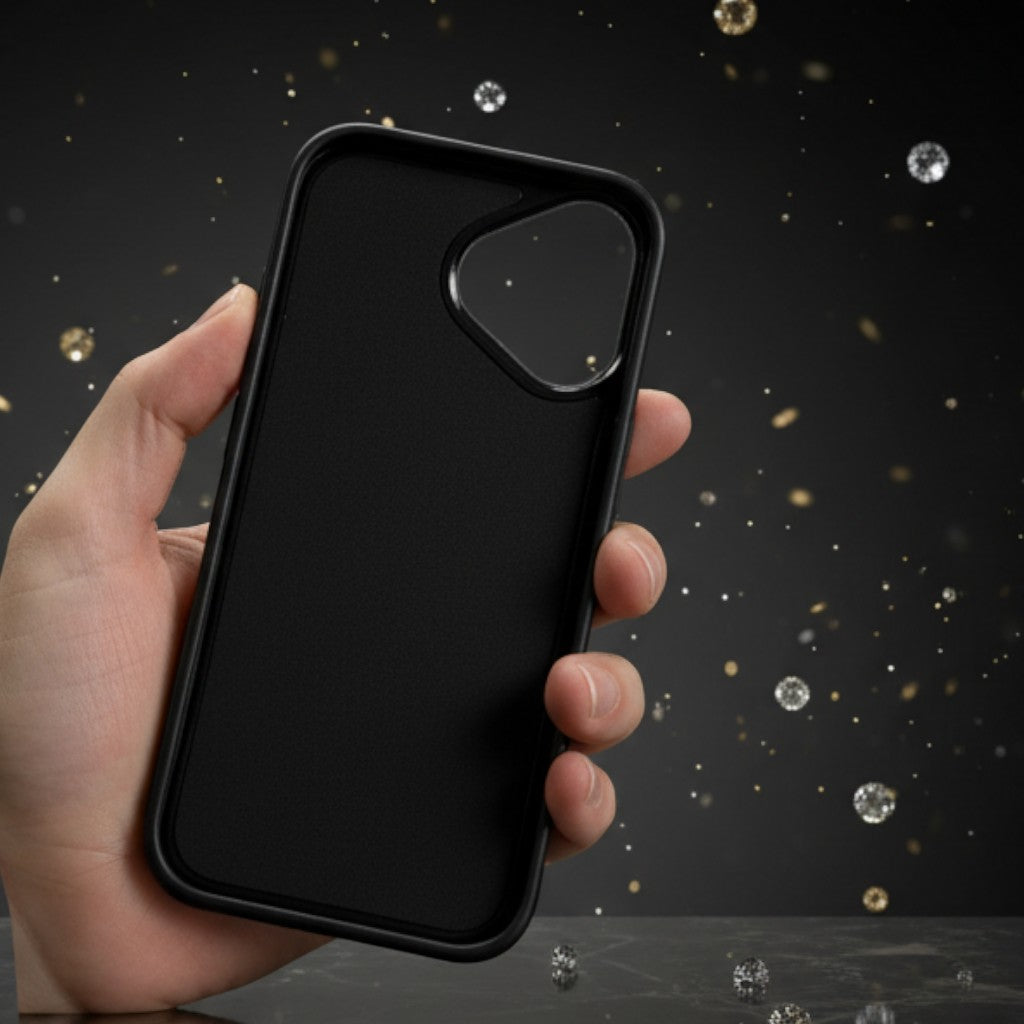digitaley.co black iPhone case with embellished swan motif and crystal details