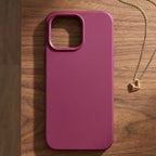 digitaley.co Fuchsia soft-matte silicone phone case with velvet lining and raised camera bezel.