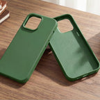 digitaley.co green silicone phone case with soft velvet lining and matte finish, offering protection and style.